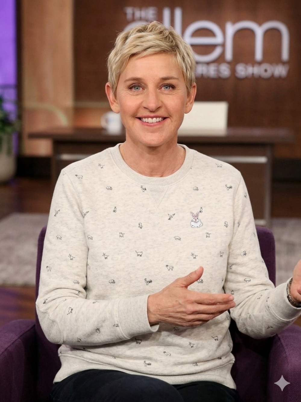 Medium ED by Ellen DeGeneres Farm Animal Sweatshirt 100% Cotton Made in Peru